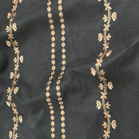 honey belle black embroidered suede open back halter top size small - Picture 6 of 9